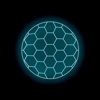 Glowing hexagonal grid creating futuristic sphere on dark background vector