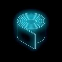 Glowing neon roll of material on black background vector