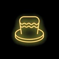 Glowing neon cake representing bakery and dessert on dark background vector