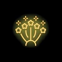 Neon fireworks exploding with yellow light on black background vector