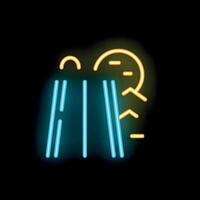 Neon sign representing waterfall illuminated by sun and moon vector