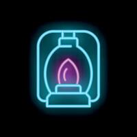 Bright neon light depicting a kerosene lamp burning in the dark vector