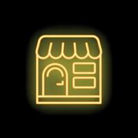 Neon sign representing a generic store with canopy and door vector
