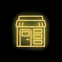 Neon sign representing a store on a black background vector