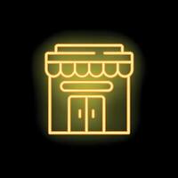 Bright yellow neon sign representing a generic store on a black background vector