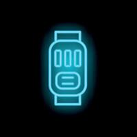 Neon smartwatch showing three bars and two horizontal lines on black background vector