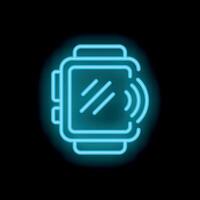 Neon smartwatch emitting signal on black background vector