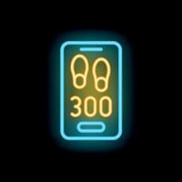 Neon smartphone displaying walking steps and calories burned vector