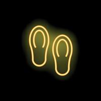 Neon flip flops glowing on dark background representing summer vacation vector