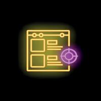 Neon target focusing on web page content representing targeted advertising strategy vector