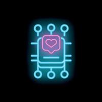 Neon social media love reaction notification icon connecting on dark background vector