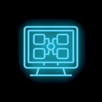 Neon blue algorithm showing on monitor screen vector