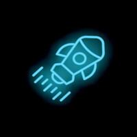 Neon rocket is flying up leaving a trail of light vector