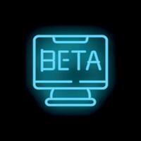 Beta software neon sign on computer screen displaying futuristic technology vector