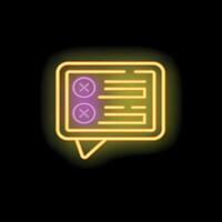 Neon online survey speech bubble showing two wrong answers vector