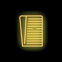 Bright yellow neon sign representing a comb in a dark setting vector