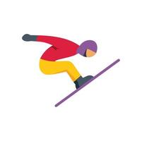 Snowboarder jumping and performing tricks on mountain slope vector