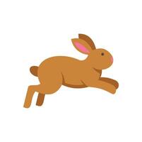 Brown rabbit jumping and running fast, minimalist illustration vector