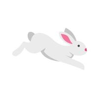 White rabbit jumping and running fast, minimalist illustration vector
