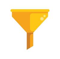Yellow funnel filtering, pouring, sorting, transferring, and concentrating liquids vector