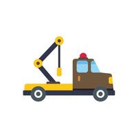 Tow truck with crane lifting mechanism ready for action vector