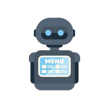 Robot showing restaurant menu on digital display vector