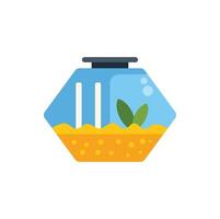 Closed terrarium with small plant growing inside a hexagonal glass container vector