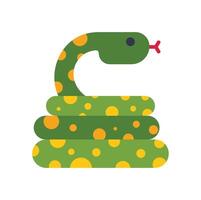 Green snake resting on its coils, minimalist illustration vector