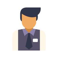 Shop assistant wearing uniform and name tag smiling vector