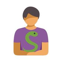 Young programmer wearing a purple t shirt with a green snake on it vector