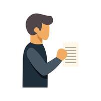 Man reading receipt or bill, calculating expenses or budget, flat illustration vector