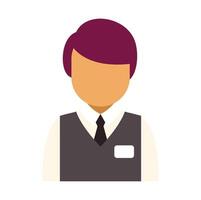 Shop assistant wearing uniform and name tag icon vector