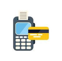 Pos terminal processing credit card payment with printed receipt vector