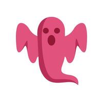 Pink ghost floating with open mouth and wide eyes for halloween vector
