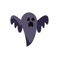 Spooky ghost flying with open mouth and waving hands for halloween vector