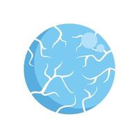 Blue planet with white stripes and bubbles floating in space vector