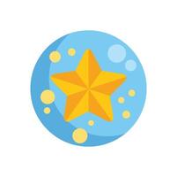 Golden star floating on a blue bubble representing quality and excellence vector