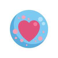 Pink heart embracing a blue bubble filled with smaller circles vector