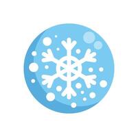 Light blue circle showing falling snow and snowflake vector