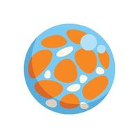 Colorful planet floating in space with orange spots and blue atmosphere vector