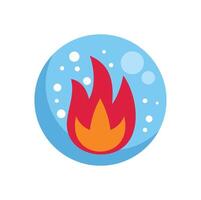Fire burning inside a frozen orb with bubbles symbolizing opposite concepts vector