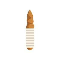 Spiral seashell standing vertically with white stripes on white background vector