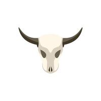 Bull skull with long horns facing forward on white background vector