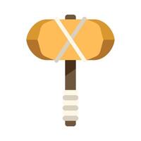 Prehistoric stone hammer tied with rope on white background vector