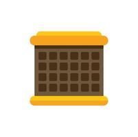 Empty laundry basket with yellow handles sitting on white background vector