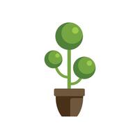 Small decorative tree growing in a clay pot, flat design style illustration vector