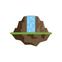 Waterfall cascading down rocky mountain in flat design style vector