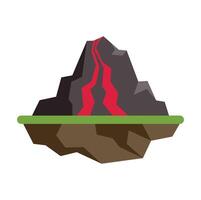 Volcano erupting molten lava on island with grass and ground cross section vector