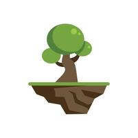 Green tree growing on a floating island representing environmental conservation vector