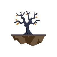 Lonely tree growing on a floating island of earth representing hope and survival vector